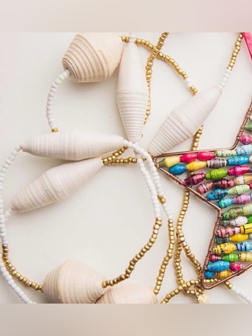 Artisan Ivory Paper Bead Garland - Picture 2 of 6